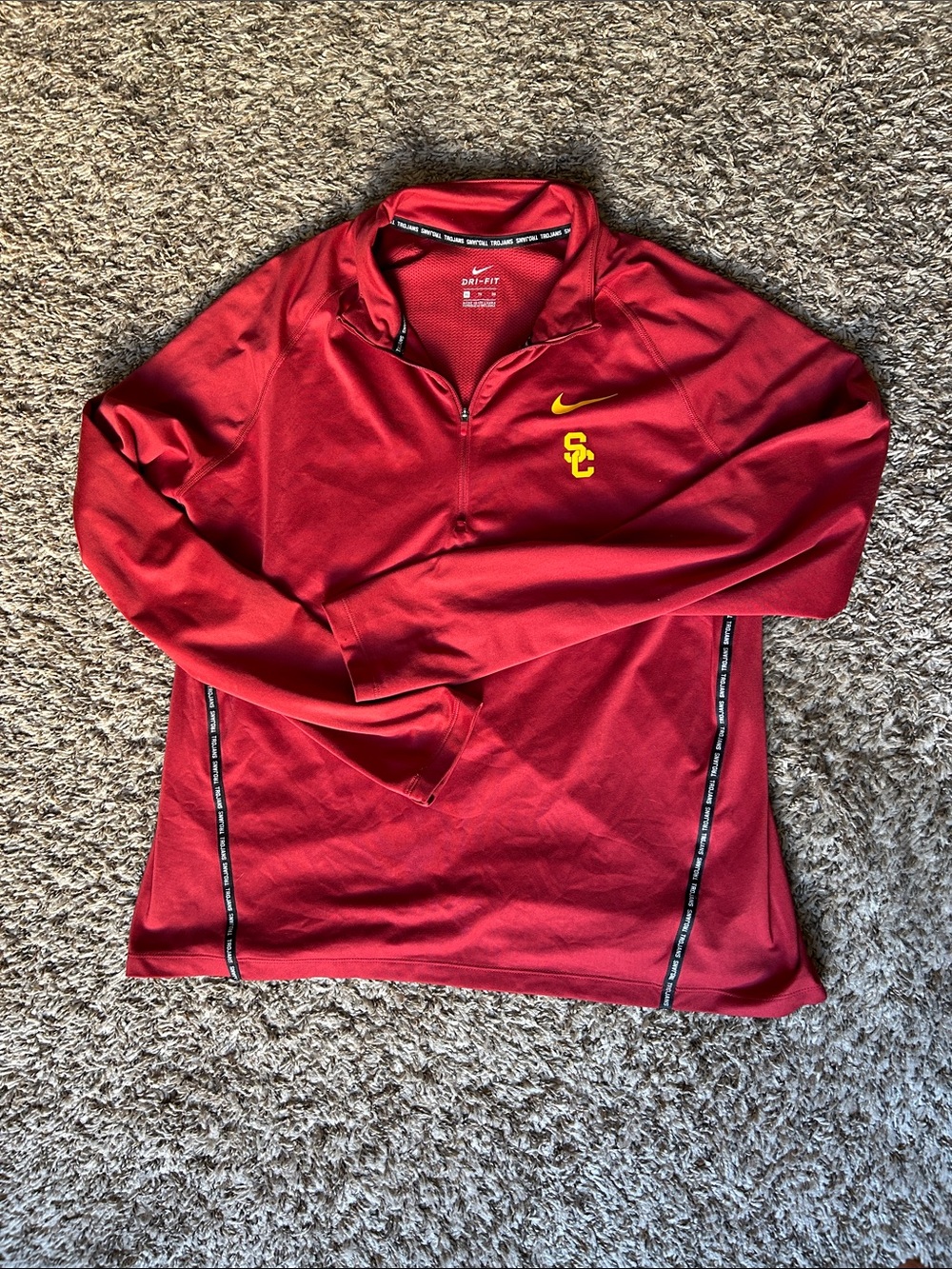 Nike Red Quarter-Zip Pullover with Yellow SC Logo - Men’s XL